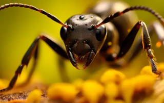 Faodvasító lóhangya makrófotón, korhadó fán. Gyakori kártevő, amely ellen szakszerű lóhangyairtás szükséges.